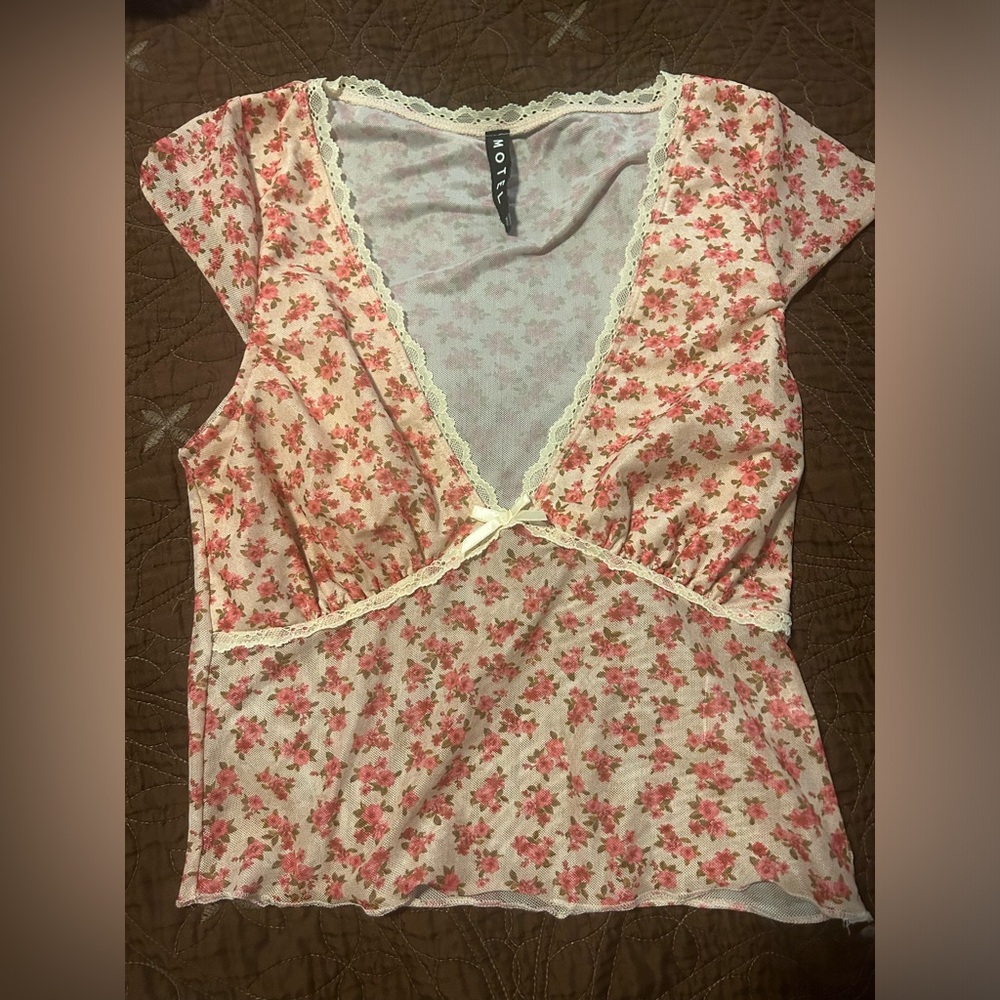 Motel Rocks Gardenia Print Mesh Top